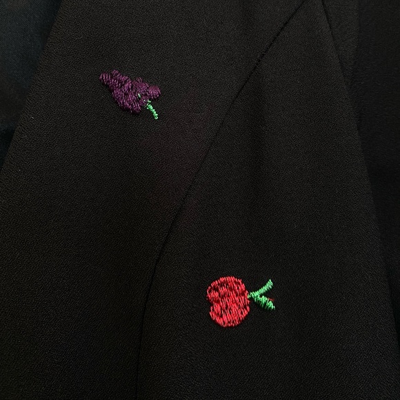 Abow Black Dress with Fruit Embroidery 🍉 🍎 🍌 Size 10 - Picture 7 of 16